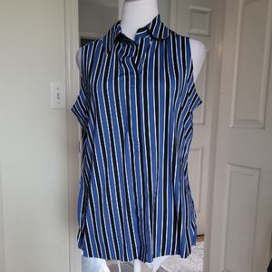 Belyn Key Striped Blue and White Sleeveless Top
